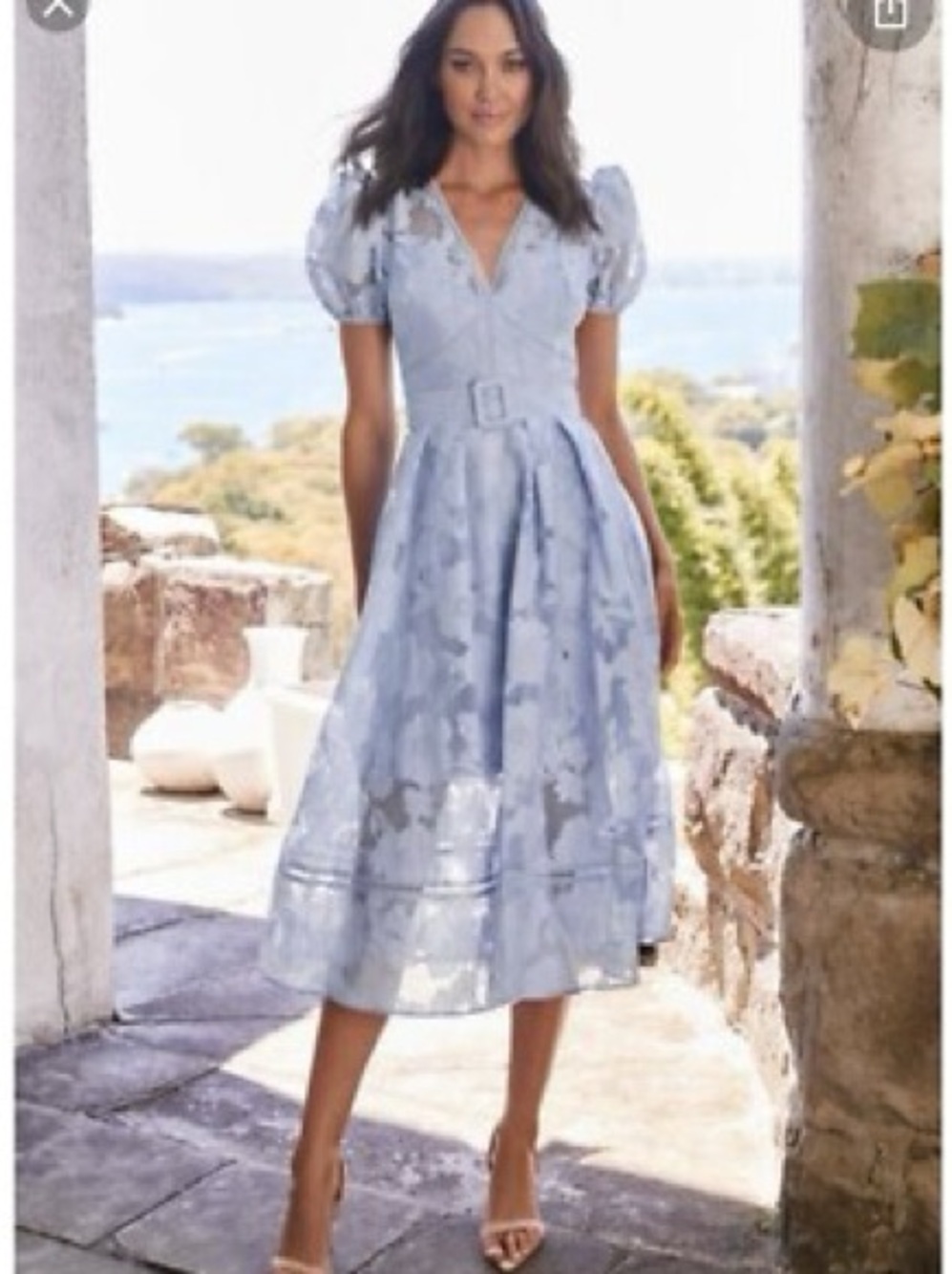 Lipsy White Lace V-Neck Midi Dress with Belt - Picture 2 of 12